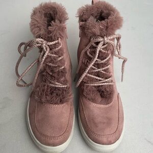 Stevies pink vegan suede and vegan fur high top sneakers
